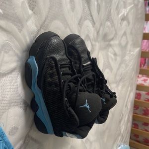Blue and black children jordans